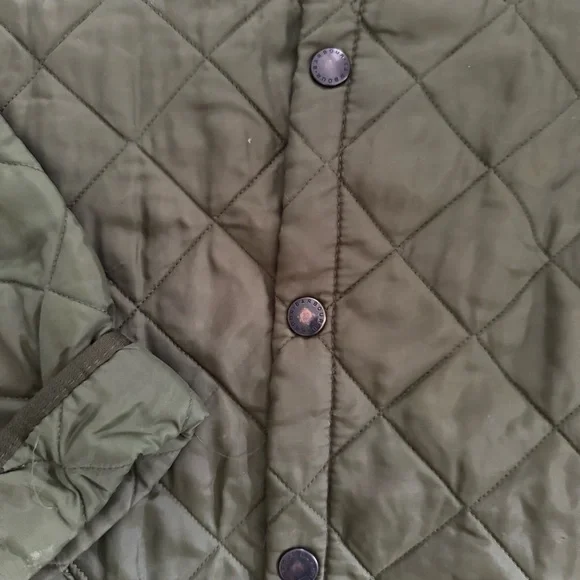 Barbour Green Lightweight Quilted Jacket with Corduroy Collar - Picture 3 of 7